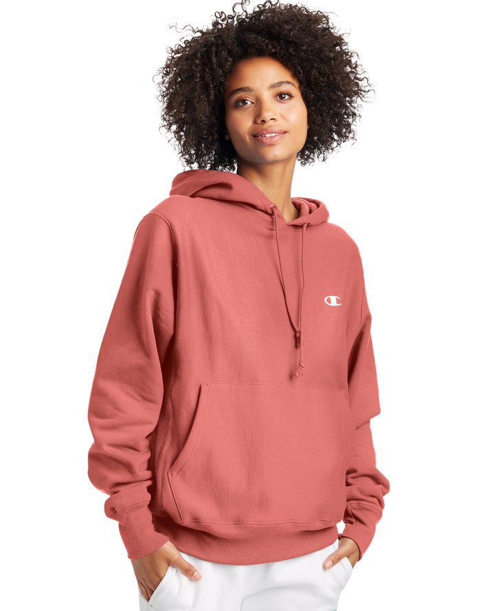 Champion Womens Hoodie NZ - Reverse Weave Boyfriend Coral ( 2145-FHTOW )